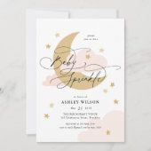 Moon and Stars Matte Pinks Script Baby Sprinkle Kaart (Voorkant)