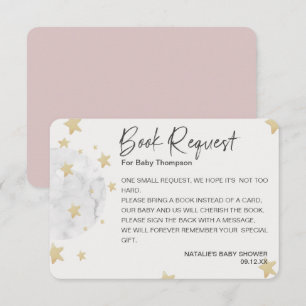 Moon and Stars Meisje Roze Baby shower Boek Aanvra Informatiekaartje