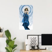 Moon and Stars Mucha redo Poster (Thuiskantoor)