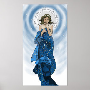 Moon and Stars Mucha redo Poster