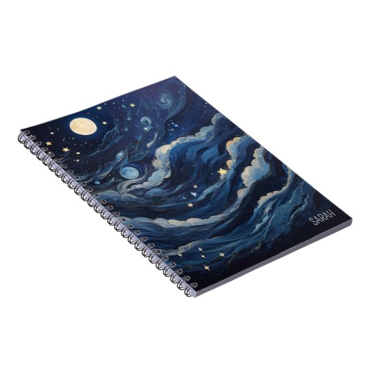 Moon and Stars Night Journal Spiral Photo Notitieb Notitieboek (Rechterzijde)