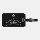 Moon and Stars Night Sky Mountain Range Mandala Bagagelabel (Achterkant horizontaal)