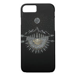 Moon and Stars Night Sky Mountain Range Mandala Case-Mate iPhone Case