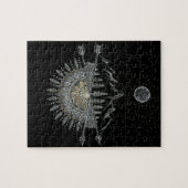Moon and Stars Night Sky Mountain Range Mandala Legpuzzel (Horizontaal)