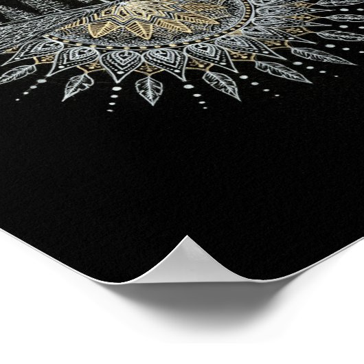 Moon and Stars Night Sky Mountain Range Mandala Poster (Hoek)