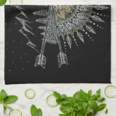 Moon and Stars Night Sky Mountain Range Mandala Theedoek (Gevouwen)