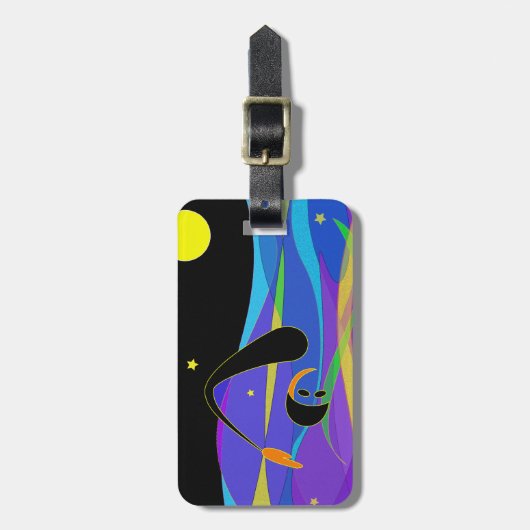 Moon and Stars Night Swimmer Bagagelabel (Voorkant verticaal)