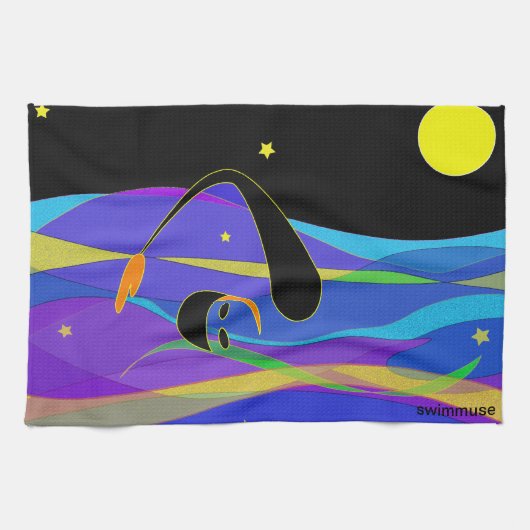 Moon and Stars Night Swimmer Theedoek (Horizontaal)