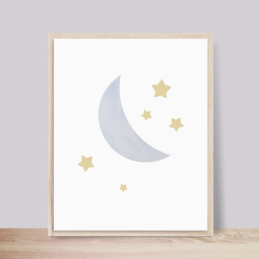 Moon and Stars Nursery Poster
