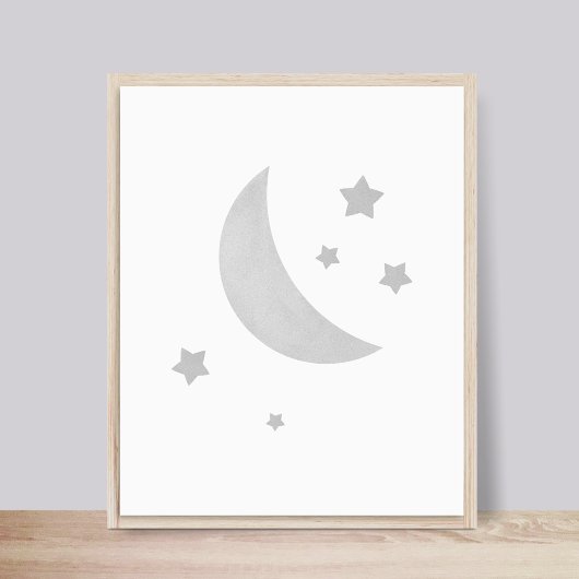 Moon and Stars Nursery Poster