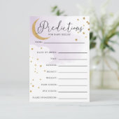 Moon and Stars Paarse Baby shower Prediccard Informatiekaartje (Staand voorkant)