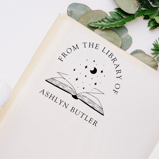 Moon and Stars Persoonlijke Bibliotheek Boek Stamp Rubberstempel