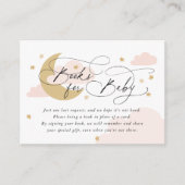 Moon and Stars Pink Book Request Baby shower Informatiekaartje (Voorkant)