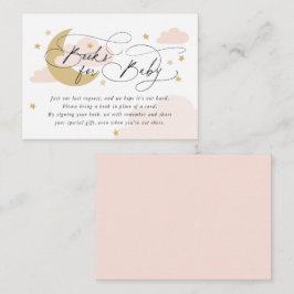 Moon and Stars Pink Book Request Baby shower Informatiekaartje