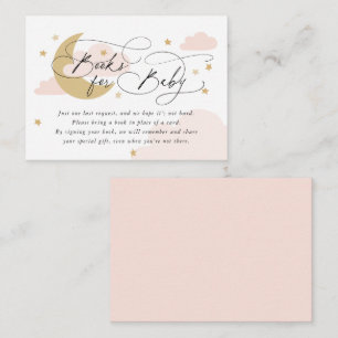 Moon and Stars Pink Book Request Baby shower Informatiekaartje