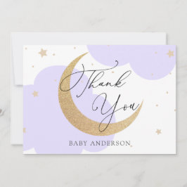 Moon and Stars Purple Baby Shower Thank You Bedankkaart