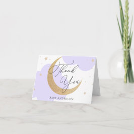 Moon and Stars Purple Baby Shower Thank You Bedankkaart