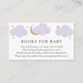 Moon and Stars Purple Books for Baby insert card Informatiekaartje