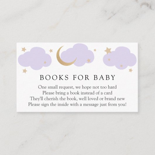 Moon and Stars Purple Books for Baby insert card Informatiekaartje (Voorkant)