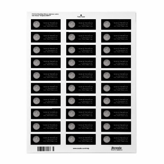 Moon and Stars Return Address Label (Full Sheet)