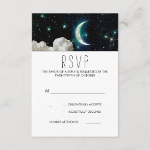 Moon and Stars Romantic Wedding RSVP Card