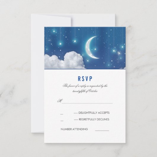 Moon and Stars Romantic Wedding RSVP Card (Voorkant)