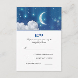 Moon and Stars Romantic Wedding RSVP Card Kaartje