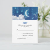 Moon and Stars Romantic Wedding RSVP Card Kaartje (Staand voorkant)