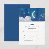 Moon and Stars Romantic Wedding RSVP Card Kaartje (Voorkant / Achterkant)