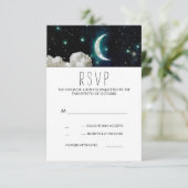 Moon and Stars Romantische bruiloft RSVP Kaart (Staand voorkant)