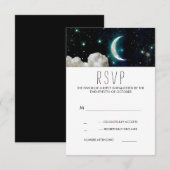 Moon and Stars Romantische bruiloft RSVP Kaart (Voorkant / Achterkant)