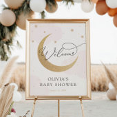 Moon and Stars Roze Baby shower Welkomstteken Poster
