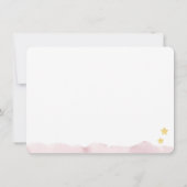 Moon and Stars, Roze Waterverf, gepersonaliseerd v Notitiekaartje (Achterkant)