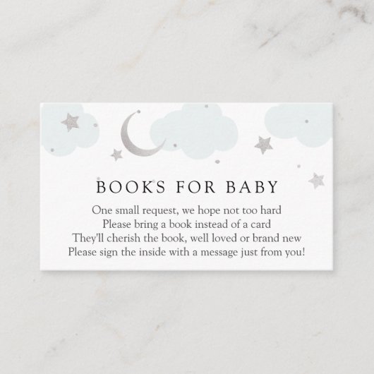 Moon and Stars Silver Books for Baby insert card Informatiekaartje (Voorkant)