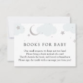 Moon and Stars Silver Books for Baby insert card RSVP Kaartje (Voorkant)