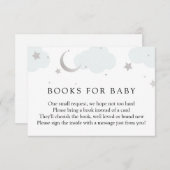Moon and Stars Silver Books for Baby insert card RSVP Kaartje (Voorkant / Achterkant)
