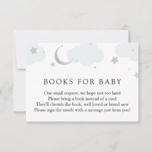 Moon and Stars Silver Books for Baby insert card RSVP Kaartje