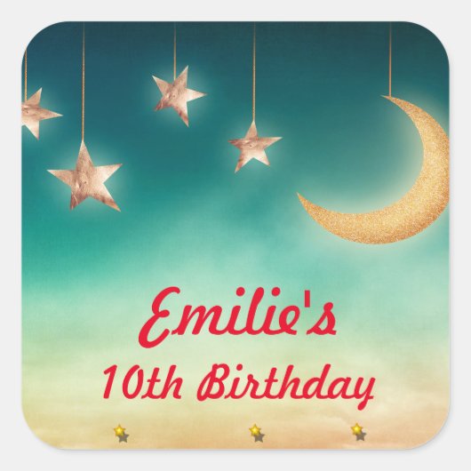 Moon and Stars sluimeren feestende stickers (Voorkant)