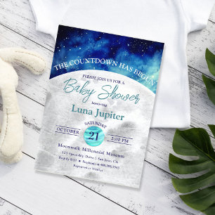 Moon and Stars Space Countdown Baby shower Kaart