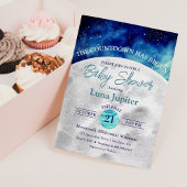 Moon and Stars Space Countdown Baby shower Kaart
