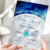 Moon and Stars Space Countdown Baby shower Kaart
