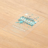 Moon and Stars Sweet 16 Blauwgroen/Blk ID788 Acryl Uitnodigingen (Laagn)