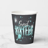 Moon and Stars Sweet 16 Blauwgroen/Blk ID788 Papieren Bekers (Achterkant)