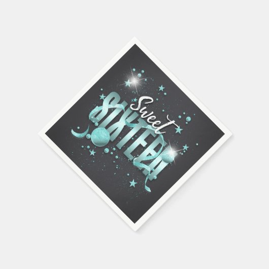 Moon and Stars Sweet 16 Blauwgroen/Blk ID788 Servet (Hoek)