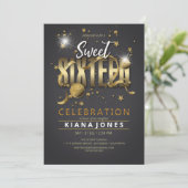 Moon and Stars Sweet 16 Gold/Blk ID788 Kaart (Staand voorkant)