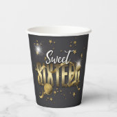 Moon and Stars Sweet 16 Gold/Blk ID788 Papieren Bekers (Achterkant)