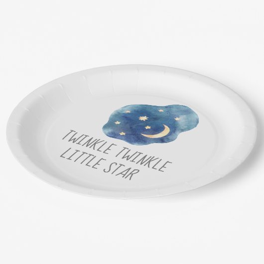 Moon and Stars Twinkle Twinkle Little Star Papieren Bordje (Gekanteld)