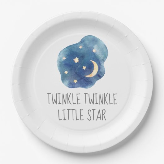 Moon and Stars Twinkle Twinkle Little Star Papieren Bordje (Voorkant)