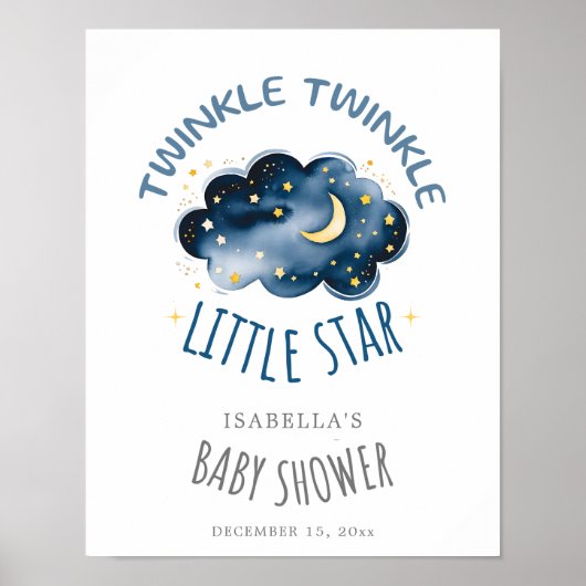 Moon and Stars Twinkle Twinkle Little Star Welcome Poster (Voorkant)