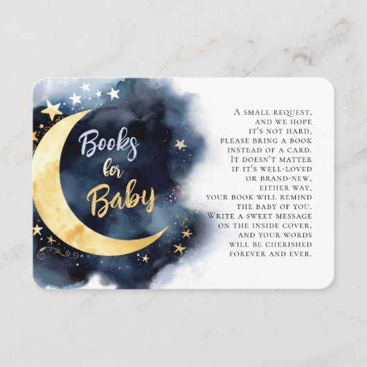 Moon and Stars Waterverf Books for Baby shower Informatiekaartje (Voorkant)